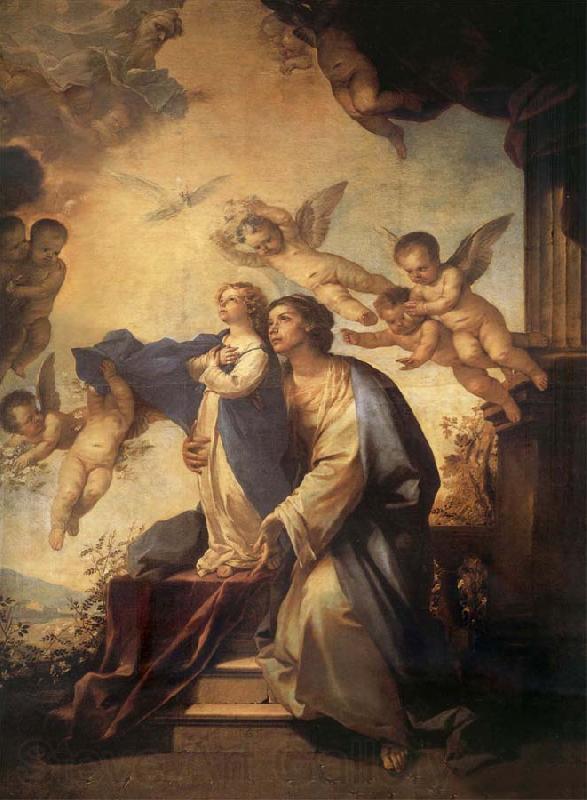 Luca Giordano Holy Ana and the nina Maria Second mitade of the 17th century Spain oil painting art